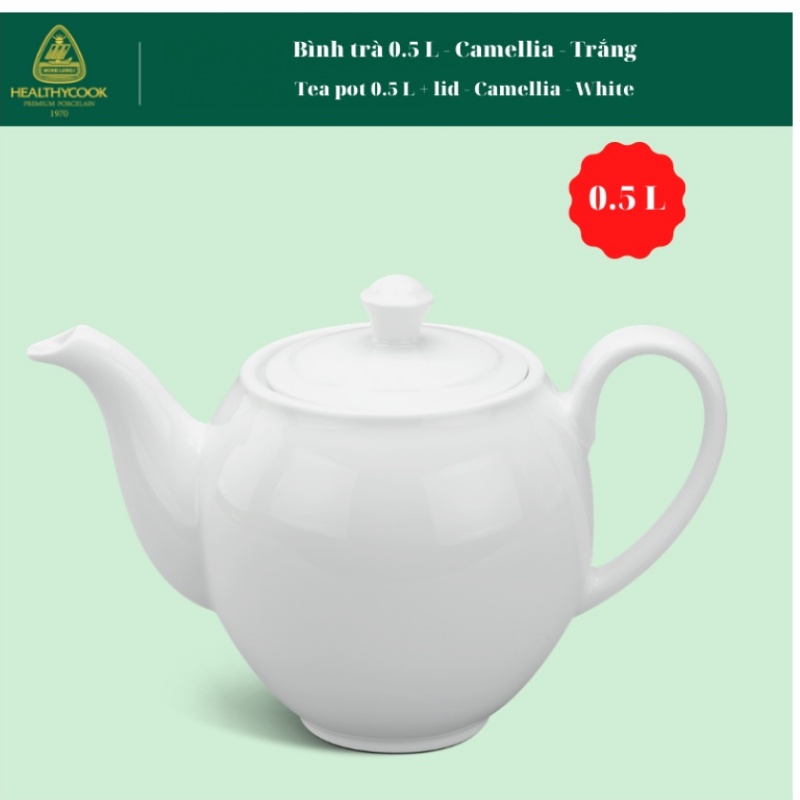 Bình trà gốm sứ minh long Bình trà 0.5 L - Camellia - Trắng