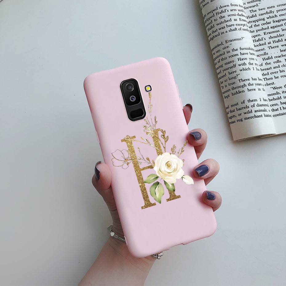 Samsung Galaxy A6 plus A6+ J8 2018  Phone Case Black Matte Cute Letters Soft Silicone Cover Shockproof Casing Cases