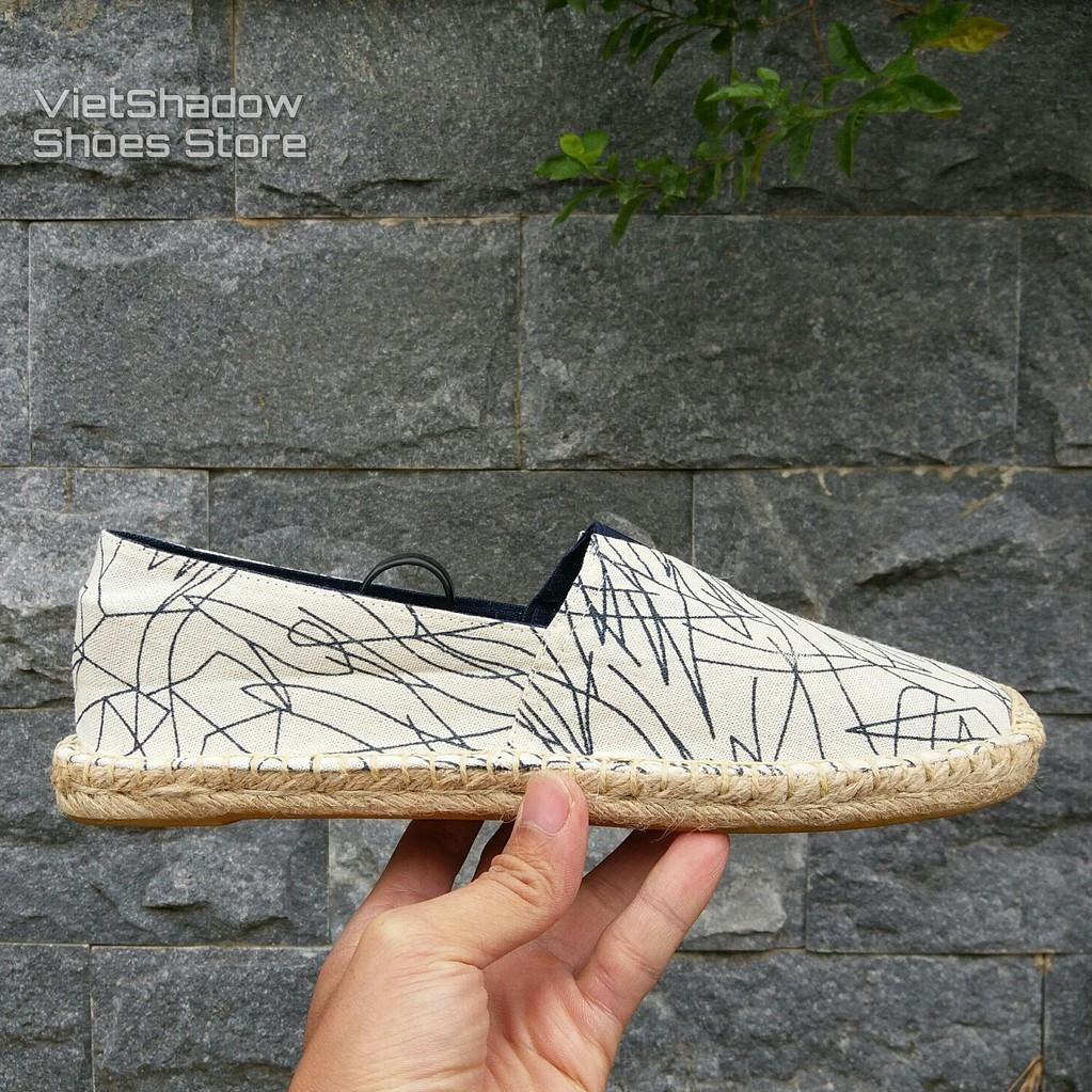 Slip on nam | Giày lười vải nam kiểu TOMS - Vải bố, đế cói họa tiết đen - Mã SP 8082 hàng Quảng Châu | BigBuy360 - bigbuy360.vn