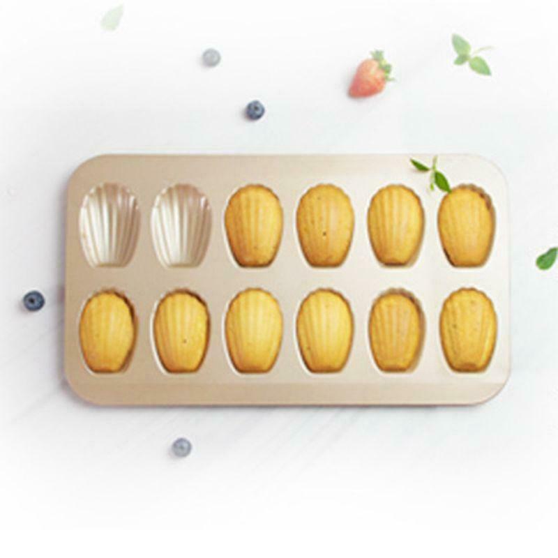 Khuôn Nướng Bánh 12 Ngăn Chống Dính Hình Vỏ Sò Bằng Thép Carbon