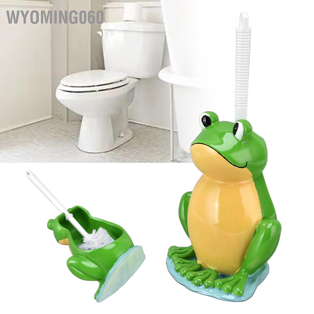 Wyoming060 Bàn chải vệ sinh hình con ếch phòng tắm sáng tạo với giá đỡ Bộ bàn nhà đứng
