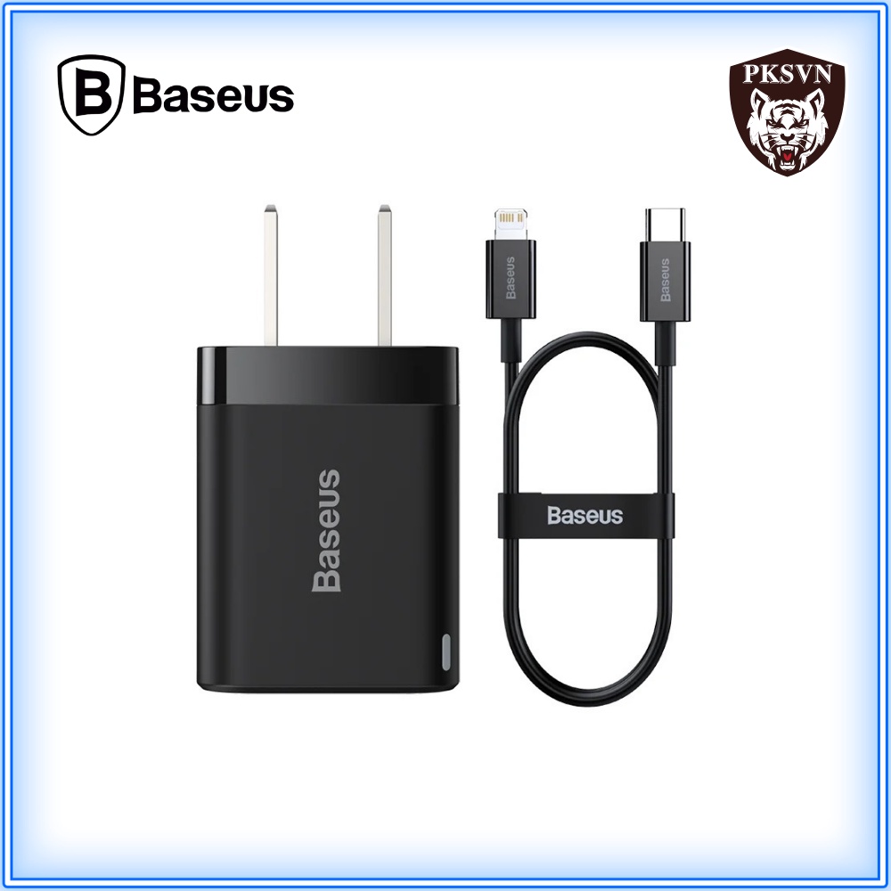 Bộ Sạc Nhanh 20W + Cáp Sạc Nhanh 20w Chính Hãng Baseus Super Si Sạc đầy 50% pin chỉ trong 30p - Bảo Hành 12T
