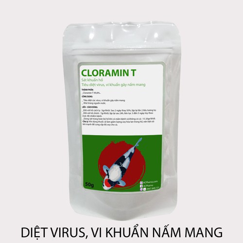 Cloramin T diệt vi khuẩn, virus gây nấm mang trên cá koi, cá vàng, chép nhật. sát trùng, diệt trùng nước Chloramine T