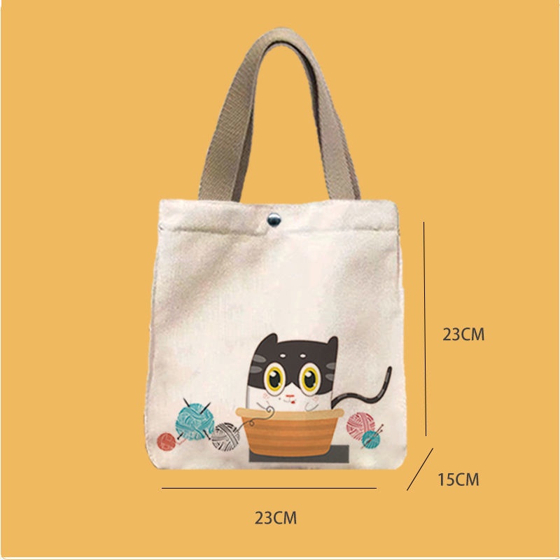 Túi canvas đựng hộp cơm trưa họa tiết dễ thương tiện dụng cho nữ