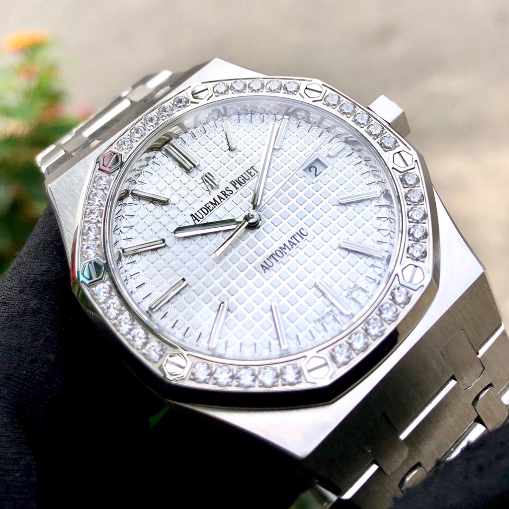 Đồng hồ Nam Royal Oak Stainless Steel White Diamond 41mm Steel Automatic