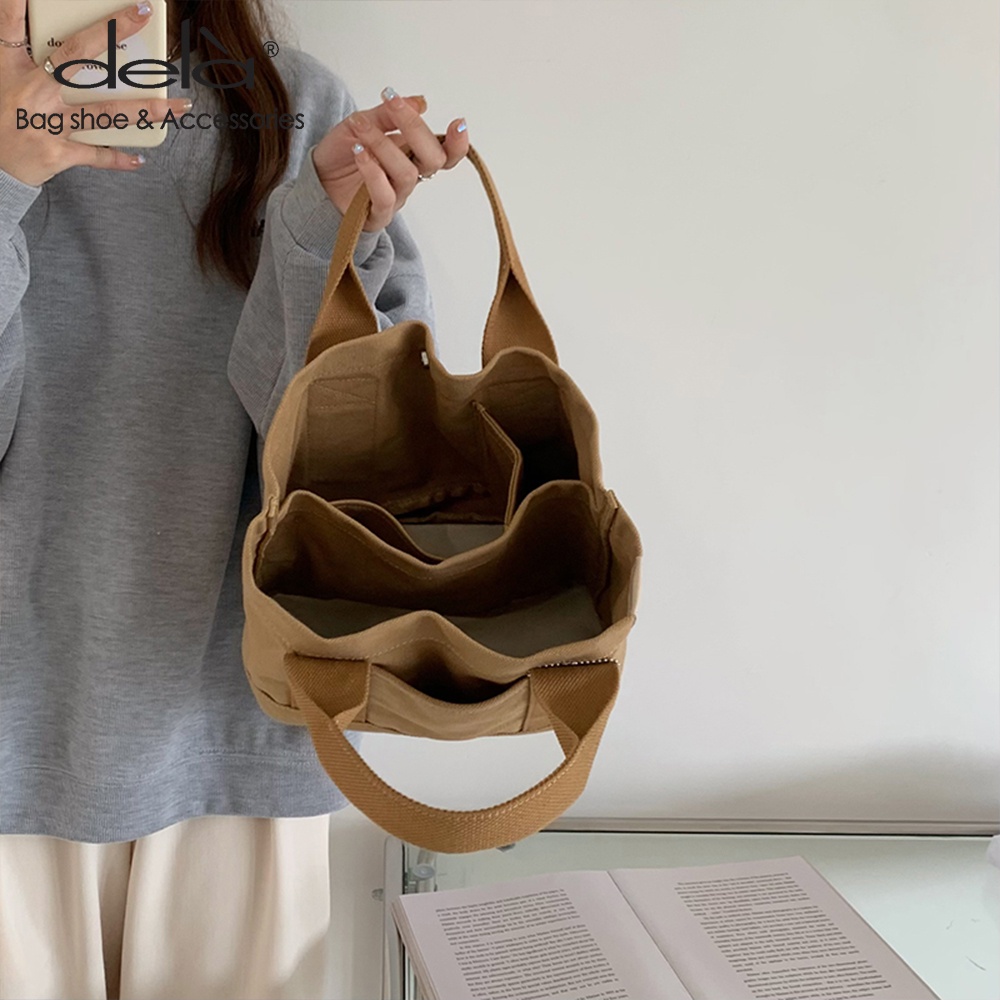 Dela Túi Vải canvas Kích Thước Lớn Phong Cách Nhật Bản Mới