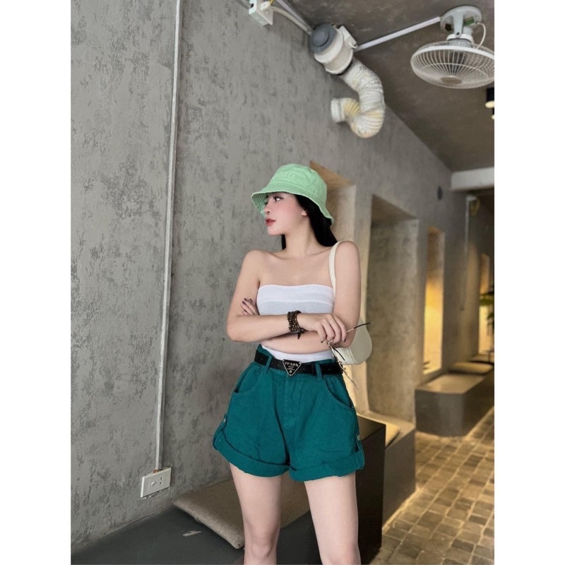 Quần short xanh lai gập (chất đẹp)