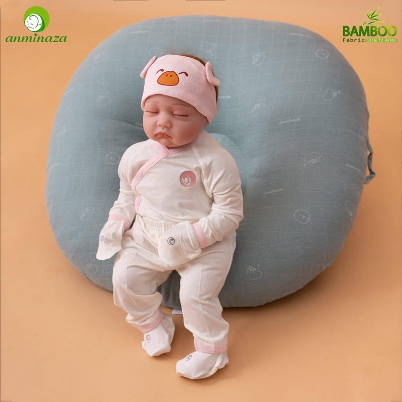[Anminaza] Bộ quần áo sơ sinh chất liệu sợi tre cho bé trai và bé gái sơ sinh chính hãng mẫu mới