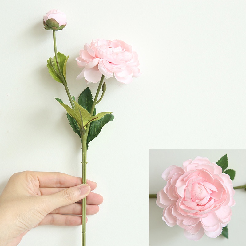 1 cành mẫu đơn gồm nhánh hoa và nụ hoa decor trang trí chụp ảnh sản phẩm
