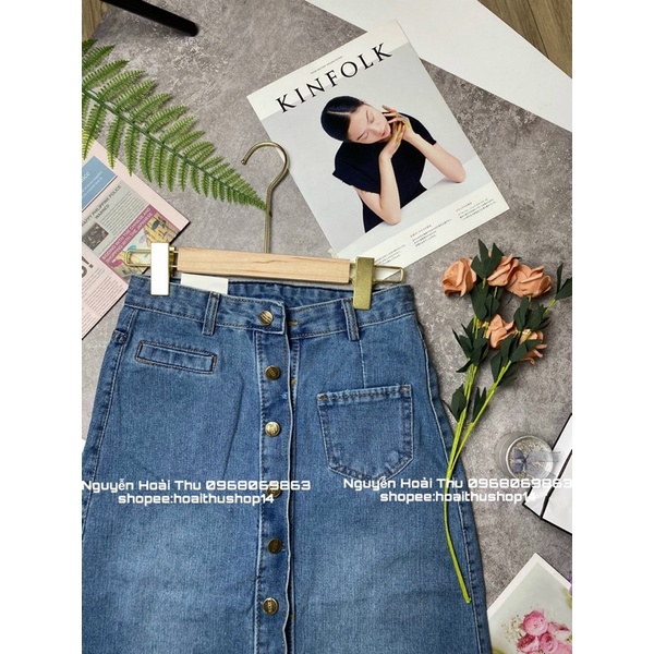 Chân váy bò dài rách cúc dọc siêu đẹp | BigBuy360 - bigbuy360.vn