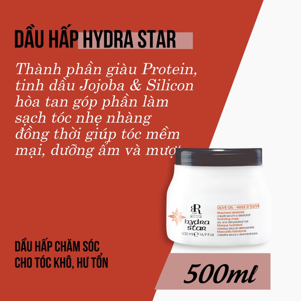 Hấp dầu dành cho tóc khô và hư tổn RR Line HYDRA STAR Mask 1000ml