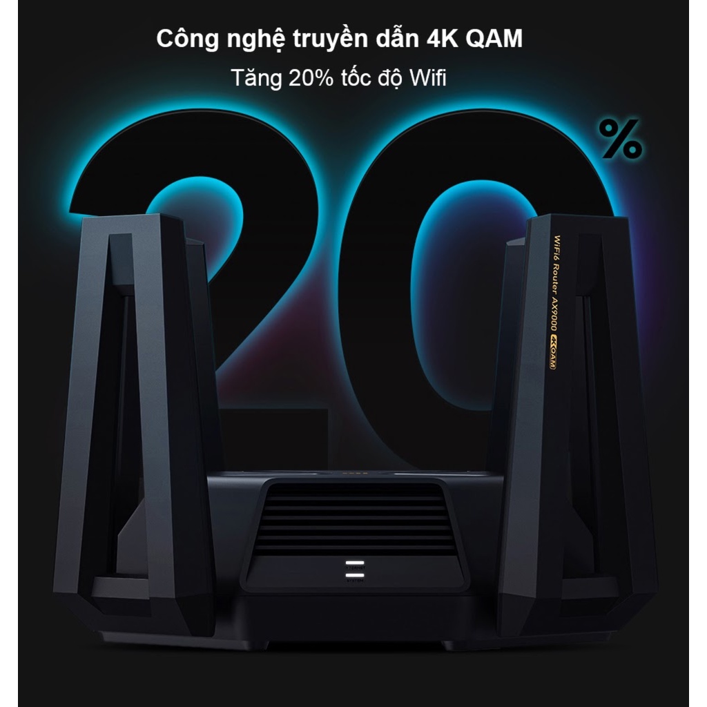 Xiaomi AIoT AX9000 Phát Wifi 6 3 Băng Tần Phiên Bảng Gaming Quad-Core CPU 1GB RAM 4K QAM