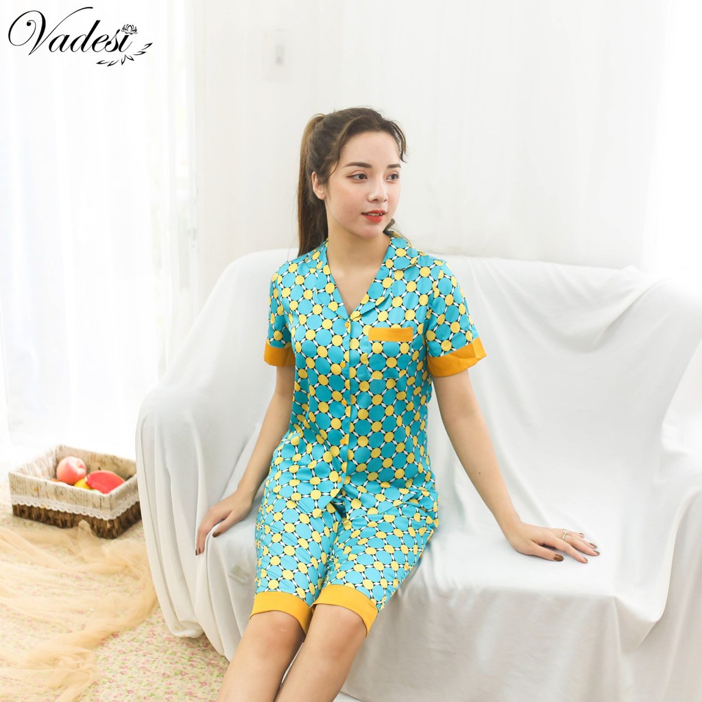 Đồ Ngủ Nữ Bộ Pijama Lửng Tay Ngắn Lụa Cao Cấp Mặc Nhà Đẹp Mùa Hè Thoáng Mát Mềm Mịn Thấm Hút – VADESI