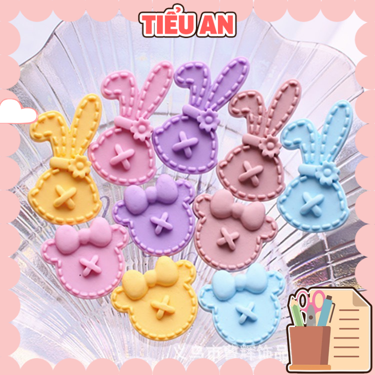 Charm (C123) slime/ Dụng Cụ Charm Trang Trí [Ko Keo &amp; Nút] Hình Gấu &amp; Thỏ
