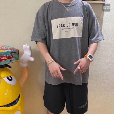 FEAR OF GOD FOG Sixth season chest letter patch Tide brand loose couple short-sleeved T-shirt