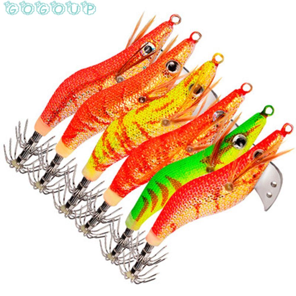 Gogoup Mực Móc 2.0# 2.5# 3.0# Mồi Câu Cá Giả Hình Tôm Bằng Gỗ