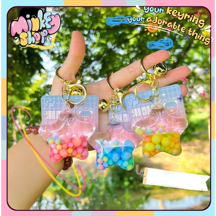 Móc Khóa Hình Sao Nước Sỏi Đẹp Cute phụ kiện Túi Xách dễ thương -Minkey