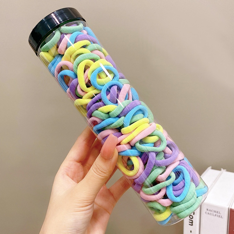 Set 100 Dây Thun Cột Tóc Nhiều Màu Dễ Thương Cho Bé Gái