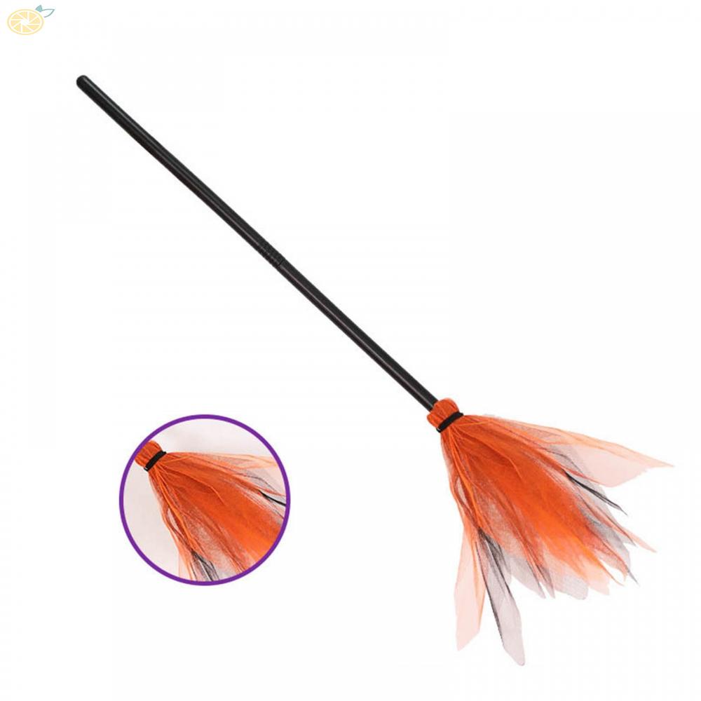 【VARSTR】Halloween Witch Plastic Broom Props Decoration Party Broom Detachable 90cm