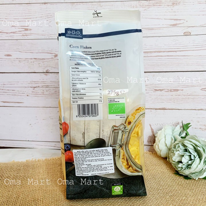 Ngũ cốc bắp ngô cán dẹp hữu cơ Sottolestelle 250g