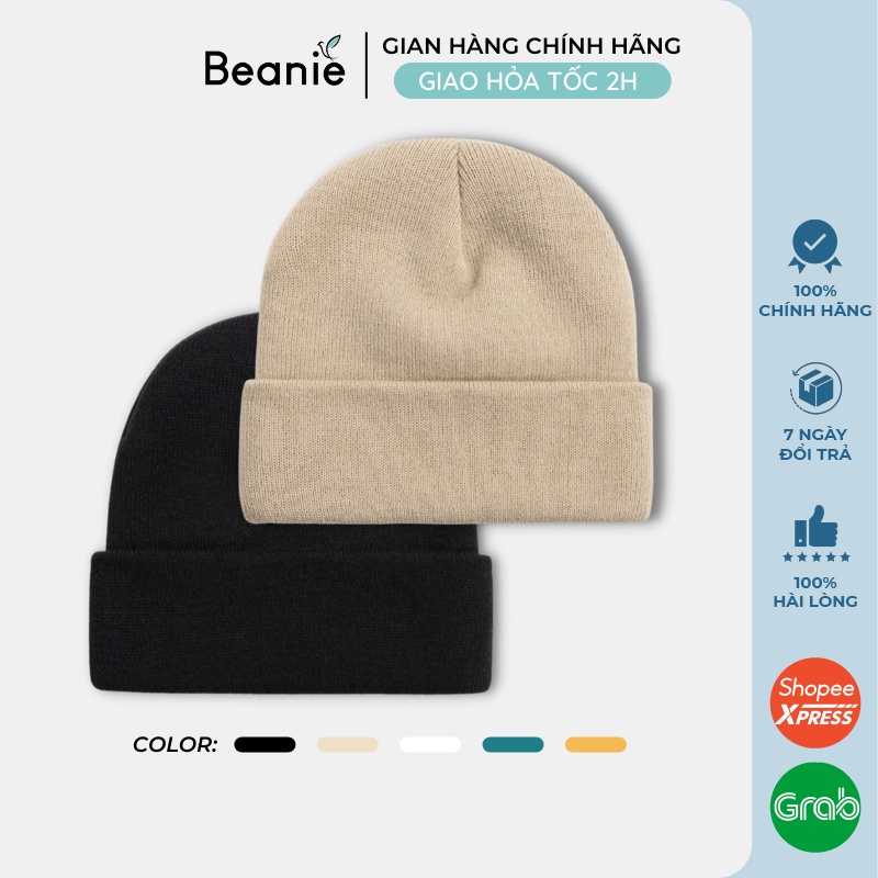 Mũ Len Trơn Vải Mịn BEANIE Phong Cách Hàn Quốc, Nón Len Unisex Nam Nữ Giá Rẻ Thời Trang Đẹp Nhiều Màu Đen, Be B017