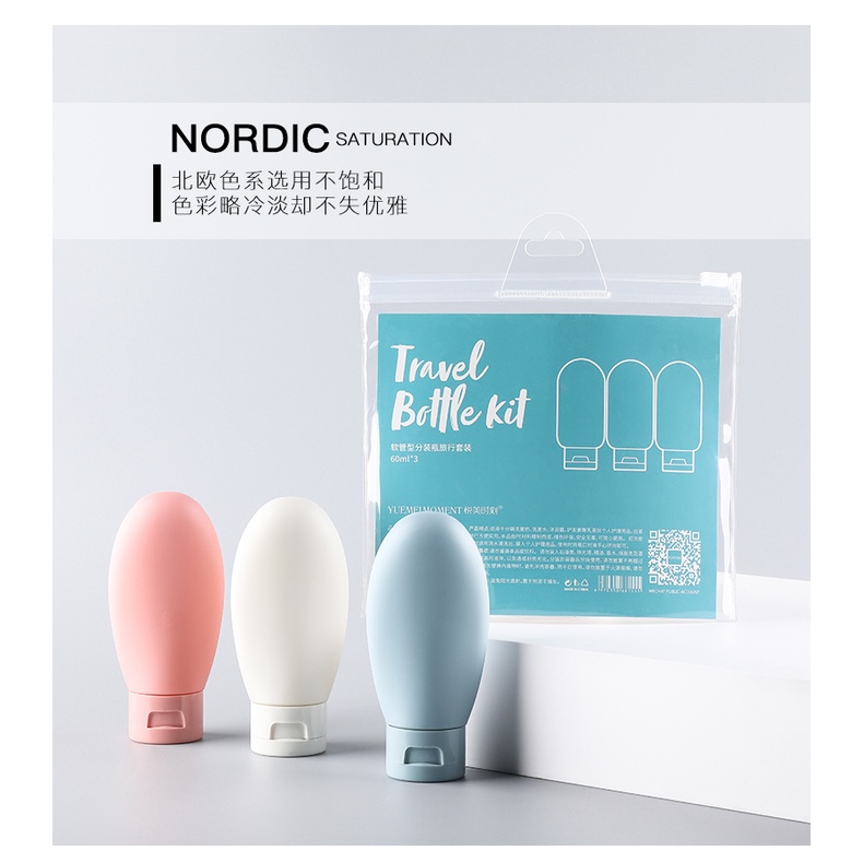 Set 3 Chai Chiết Sữa Tắm Du Lịch Màu Pastel