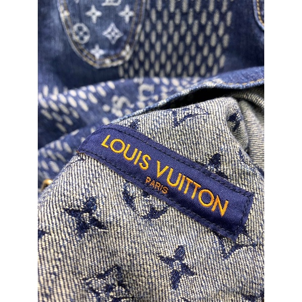 Áo khoác jeans nữ hoạ tiết caro to và nhỏ thương hiệu Louis Vuitton LV cao cấp