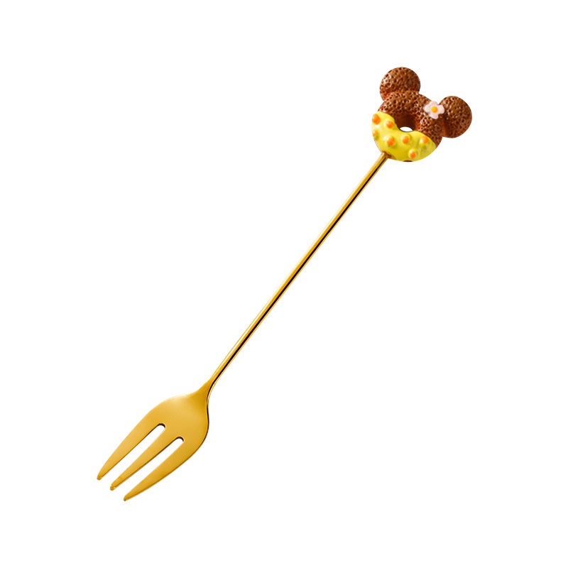 Bộ Muỗng Nĩa Ăn Tráng Miệng Hình Chuột Mickey Hoạt Hình Dễ Thương Cho Bé