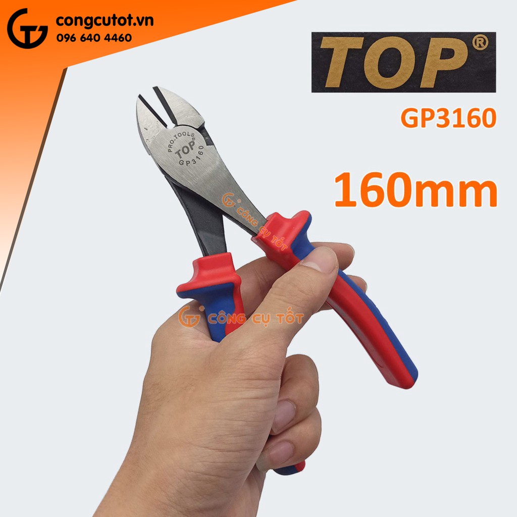 Kìm cắt chéo cao cấp 160mm TopGold lưỡi thép giàu Crôm tôi cao tần độ cứng HRC62
