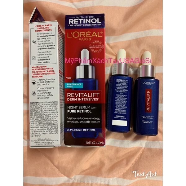 [HotNew]Serum Siêu Cấp Ẩm,Chống Nếp Nhăn Hiệu Quả Loreal Revitalift Derm Intensives Night Serum Pure Retinol
