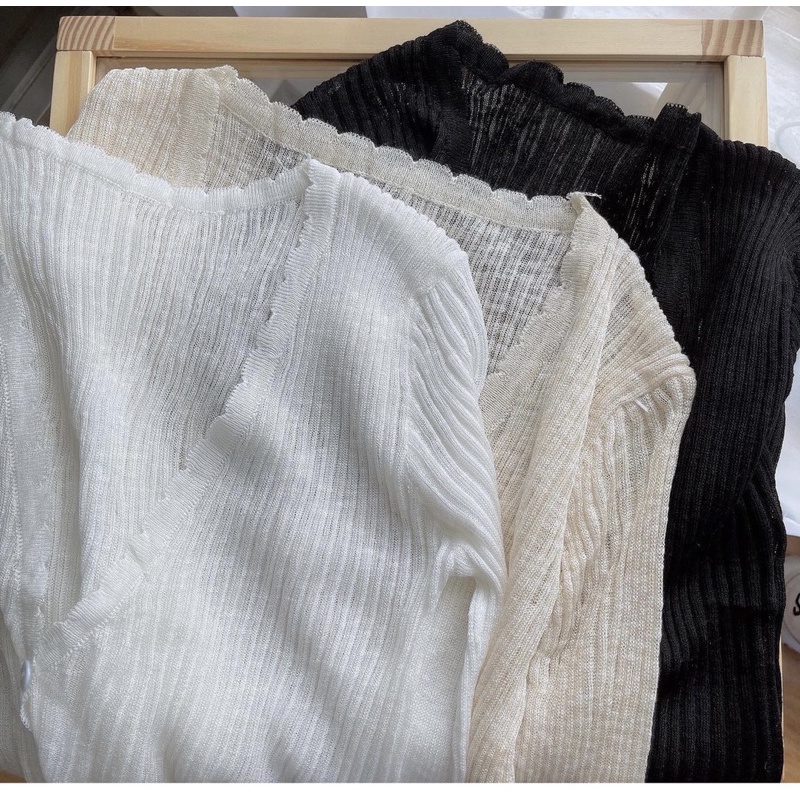 Áo len cadigan croptop 3 màu đen trắng kem phong cách hàn quốc mùa thu 2021 vintage Kozoda M65 | BigBuy360 - bigbuy360.vn