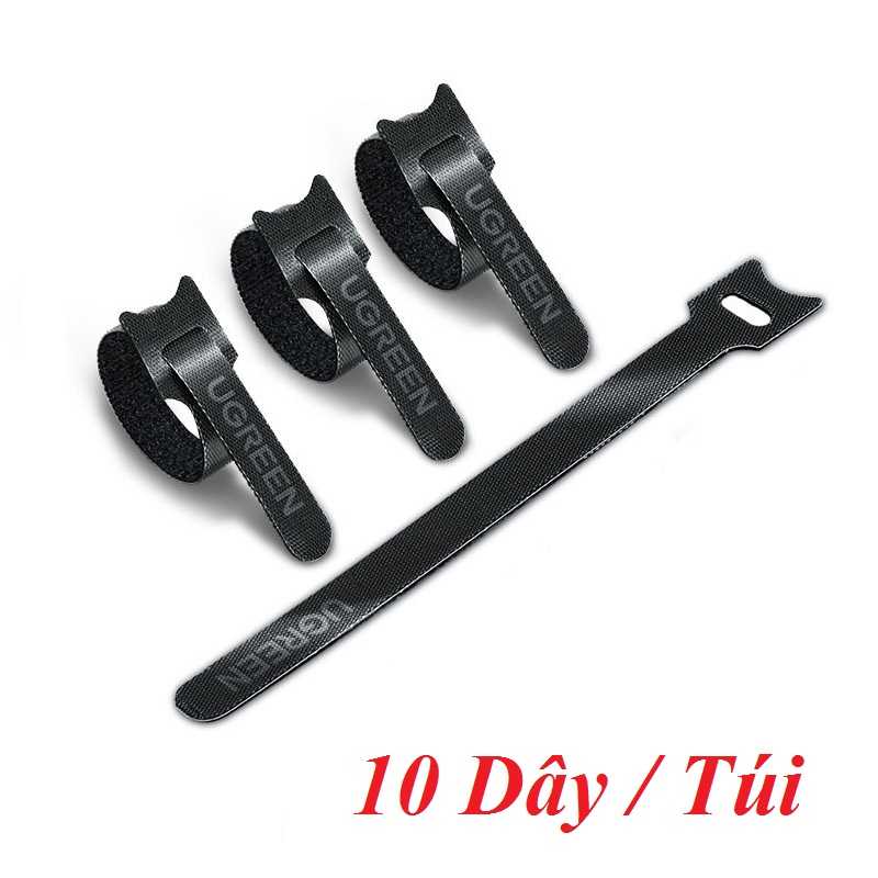 Ugreen 86210 10 sợi 18cm màu đen Dây dán Velcro tiện dụng chất liệu plastic 1 túi có 10 chiếc 20245P10 LP401