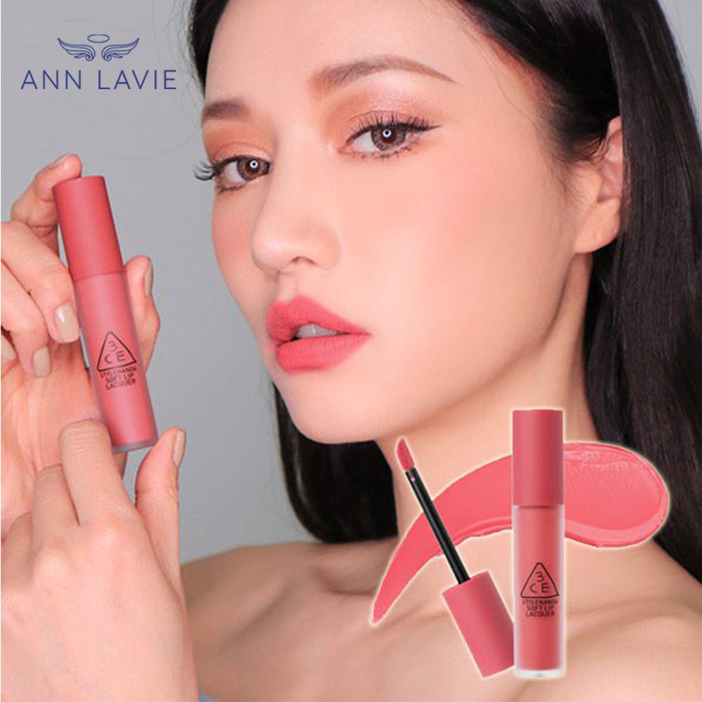 Son kem lì 3CE Soft Lip Lacquer màu #Shawty - Tone hồng tươi neon