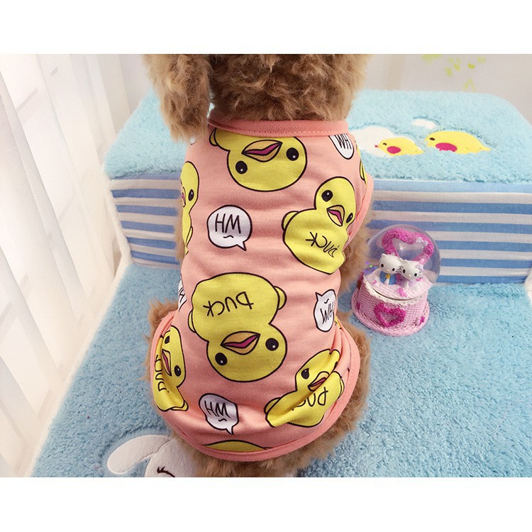 Áo thun không tay in hình chú vịt dễ thương dành cho cún cưng