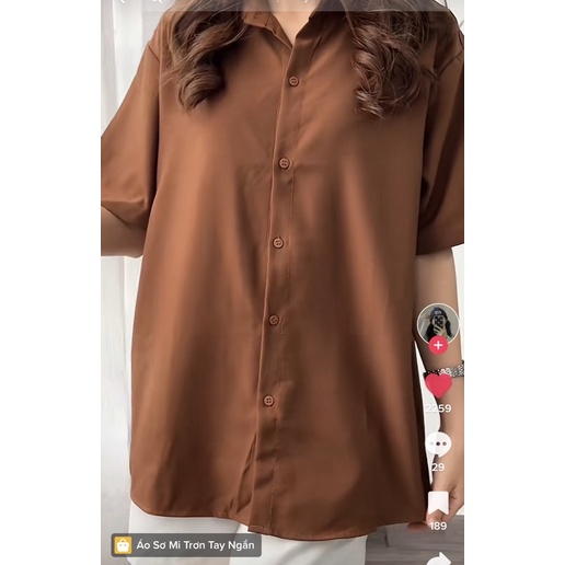 Áo Sơ Mi Trơn Tay Ngắn Xanh Lá Form Rộng Nam Nữ Unisex