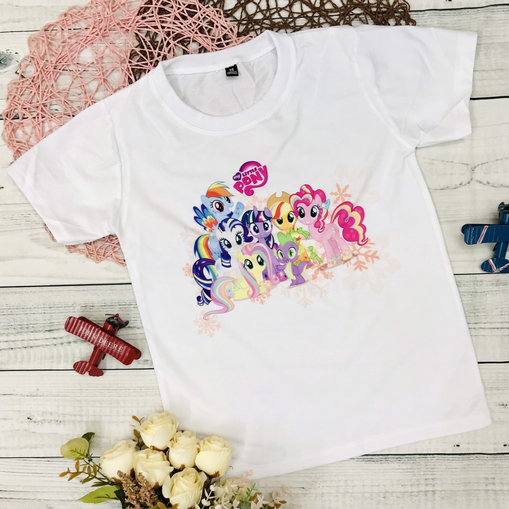 Áo thun bé gái in hình ngựa Pony, Áo thun mềm mịn, thấm hút mồ hôi cho bé từ 10 - 50kg