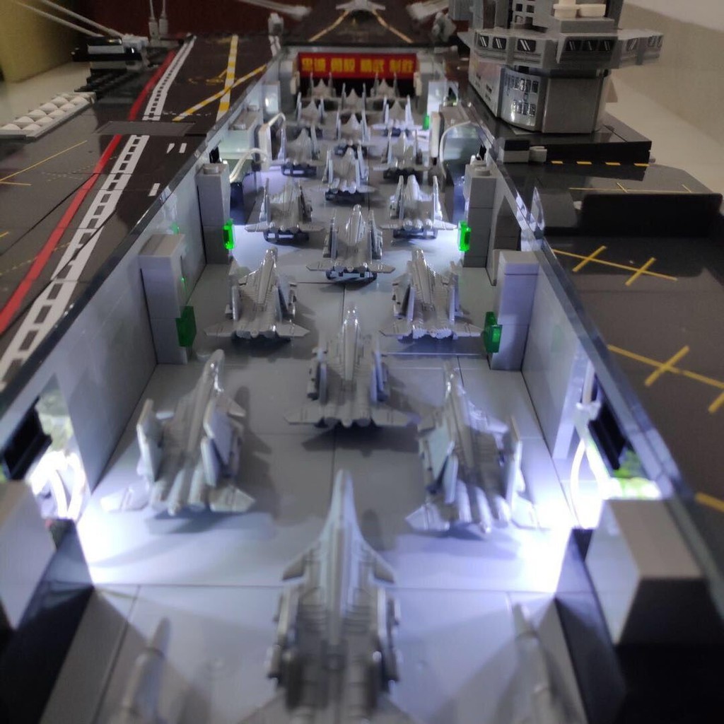 Tàu sân bay khối xây dựng Lego lớn Liêu Ninh Sơn Đông mô hình lắp ráp câu đố đồ chơi