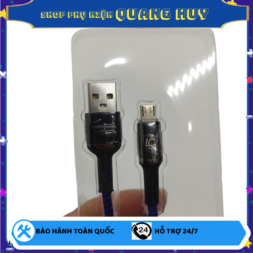 (Quà Tặng Sticker)Cáp sạc có đèn led tự động ngắt LC cao cấp chính hãng sạc nhanh USB to MICRO/TYPE-C/LIGHTNING