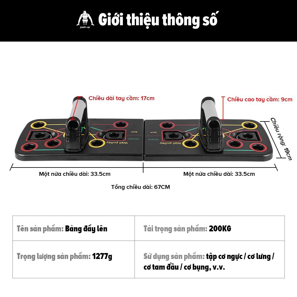 OneTwoFit Dụng cụ tập hít đất chống đẩy đa năng 12 trong 1, Bộ bàn khung tập chống đẩy gym tại nhà ngực tay vai OT191