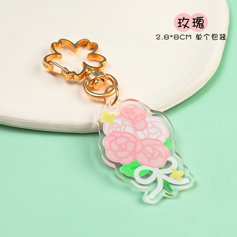 Móc Khóa Nhựa Acrylic Hình Hoa Xinh Xắn