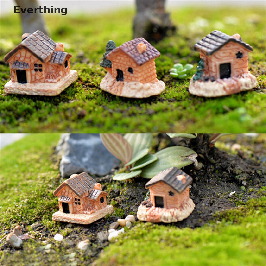 Set 3 mô hình ngôi nhà mini trang trí sân vườn