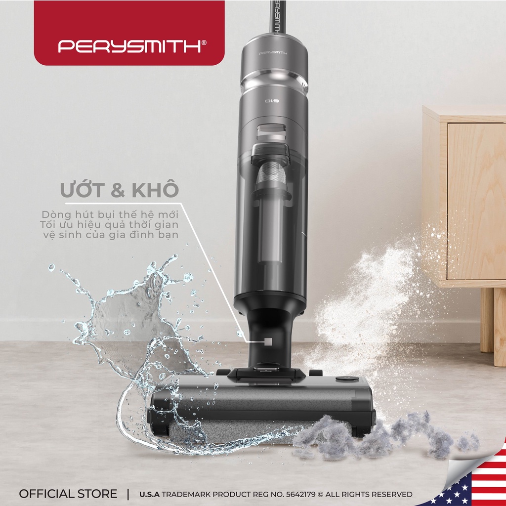 Máy hút bụi lau nhà không dây PerySmith Ai Series Ai9/Ai9 Pro, lực hút 12000Pa