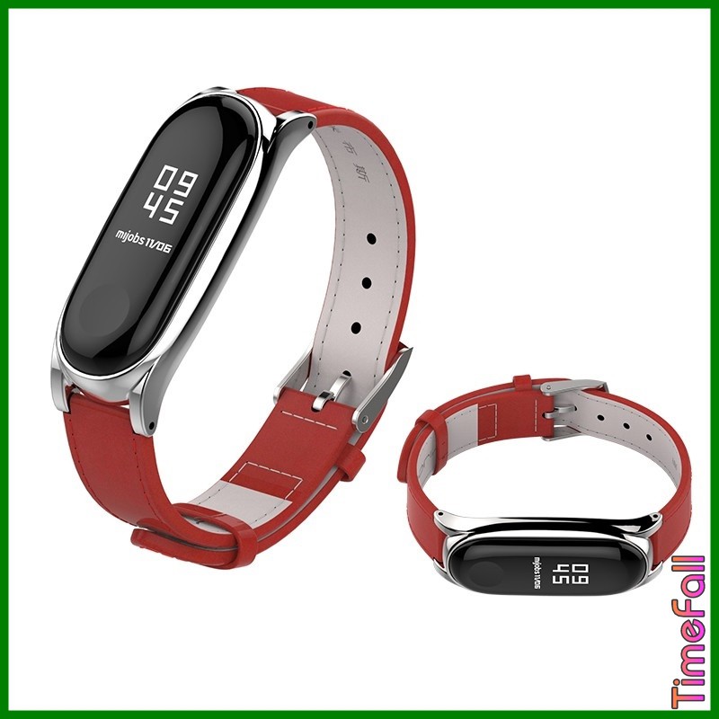 Dây đeo da bò viền cong CS Miband 4, MIBAND 3 chính hãng MIJOBS, dây đeo thay thế mi band 4, MI BAND 3 da bò CS (MIJOBS)