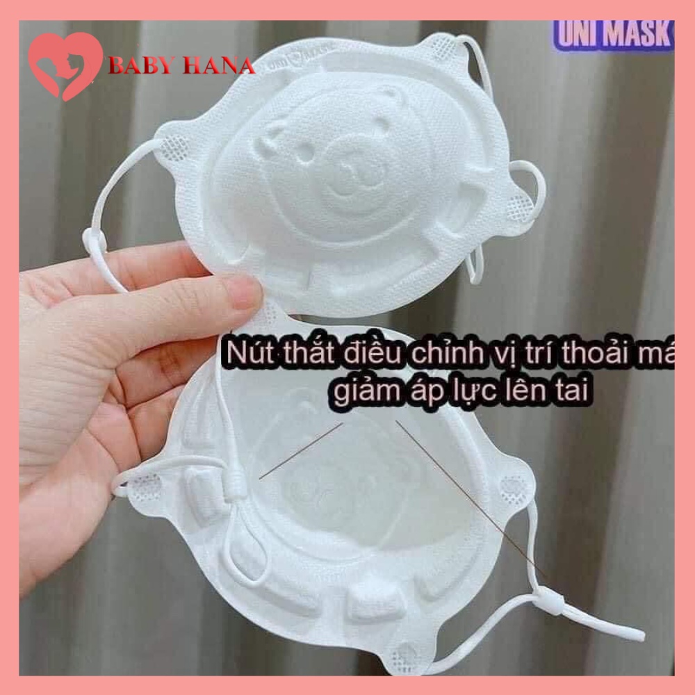 Set 3 Chiếc Khẩu Trang Gấu 3D Kháng Khuẩn Uni Mask Cho Bé, Khẩu Trang chống Bụi Mịn Và Kháng Khuẩn Cho Bé 0-3 Tuổi