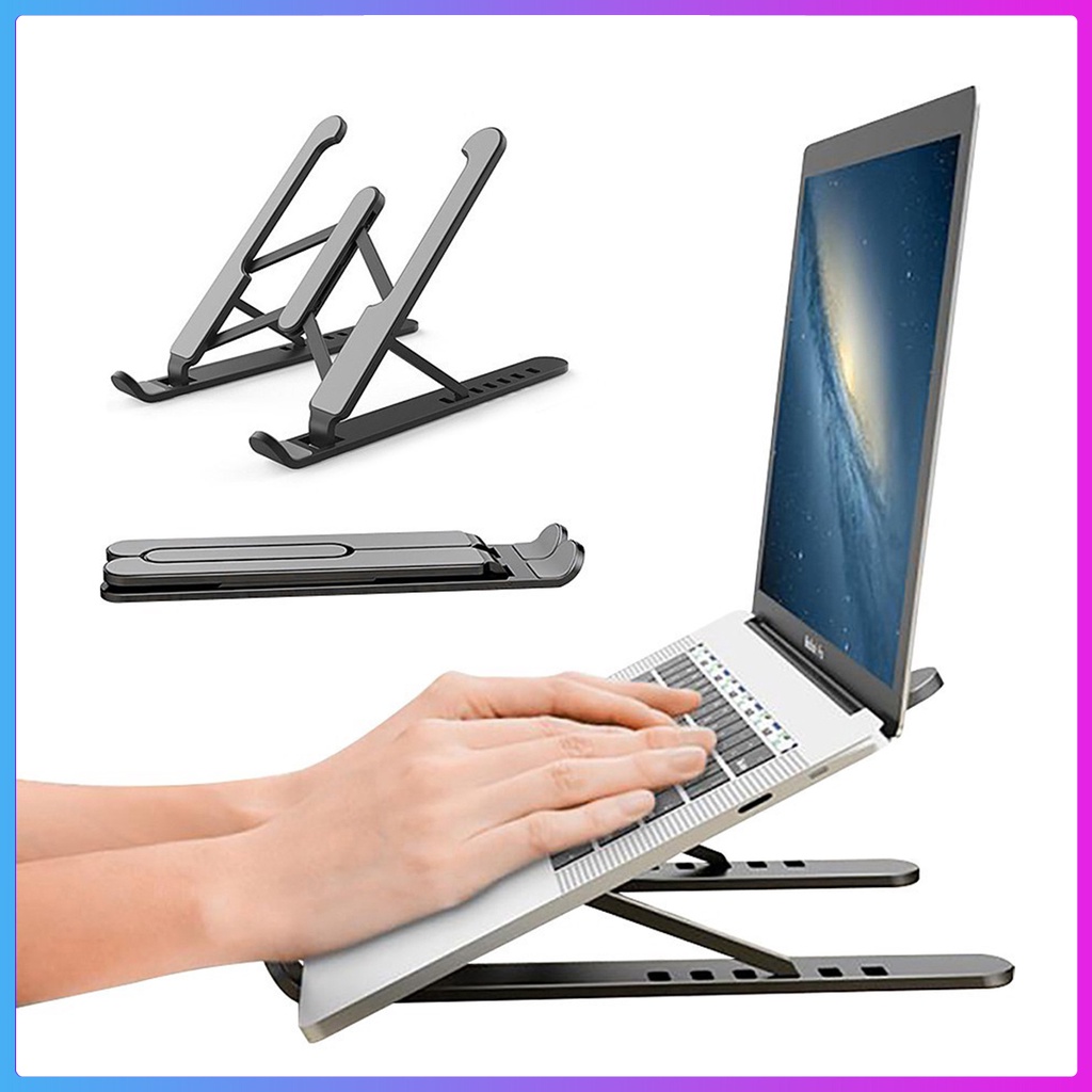 Giá đỡ tản nhiệt Laptop, Macbook, Ipad nhựa ABS chắc chắn, có thể gấp gọn điều chỉnh độ cao, đế tản nhiệt kê Laptop