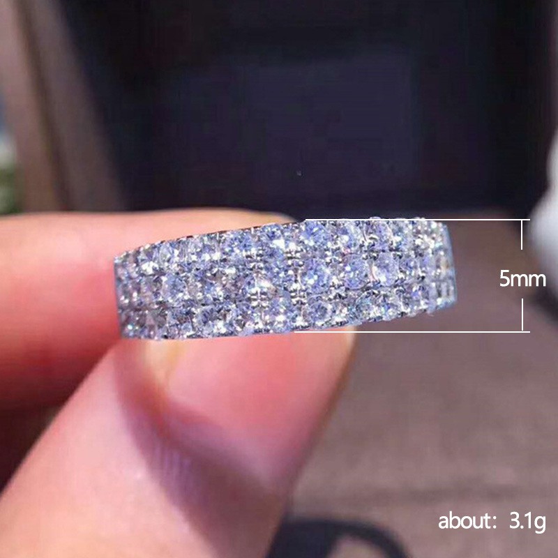 Nhẫn nữ đính 3 hàng đá zircon thời trang phong cách