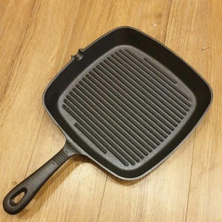 Chảo Gang Nướng Thịt 🇨🇳 BBQ Bò Bít Tết Beefsteak  Kiểu Hàn Quốc Không Tráng Phủ Chống Dính Dùng Được Bếp Từ