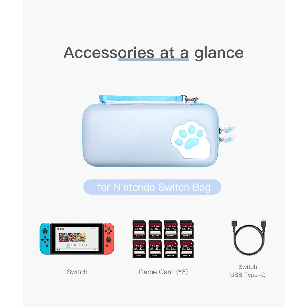 Túi Đựng Bảo Vệ Máy Chơi Game nintendo switch lite Hình Móng Mèo Xinh Xắn