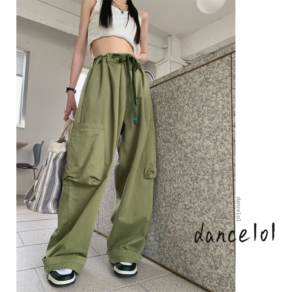 Quần Dài Ống Rộng Phối Dây Phong Cách Punk Retro dance1o1- Dành Cho Nữ