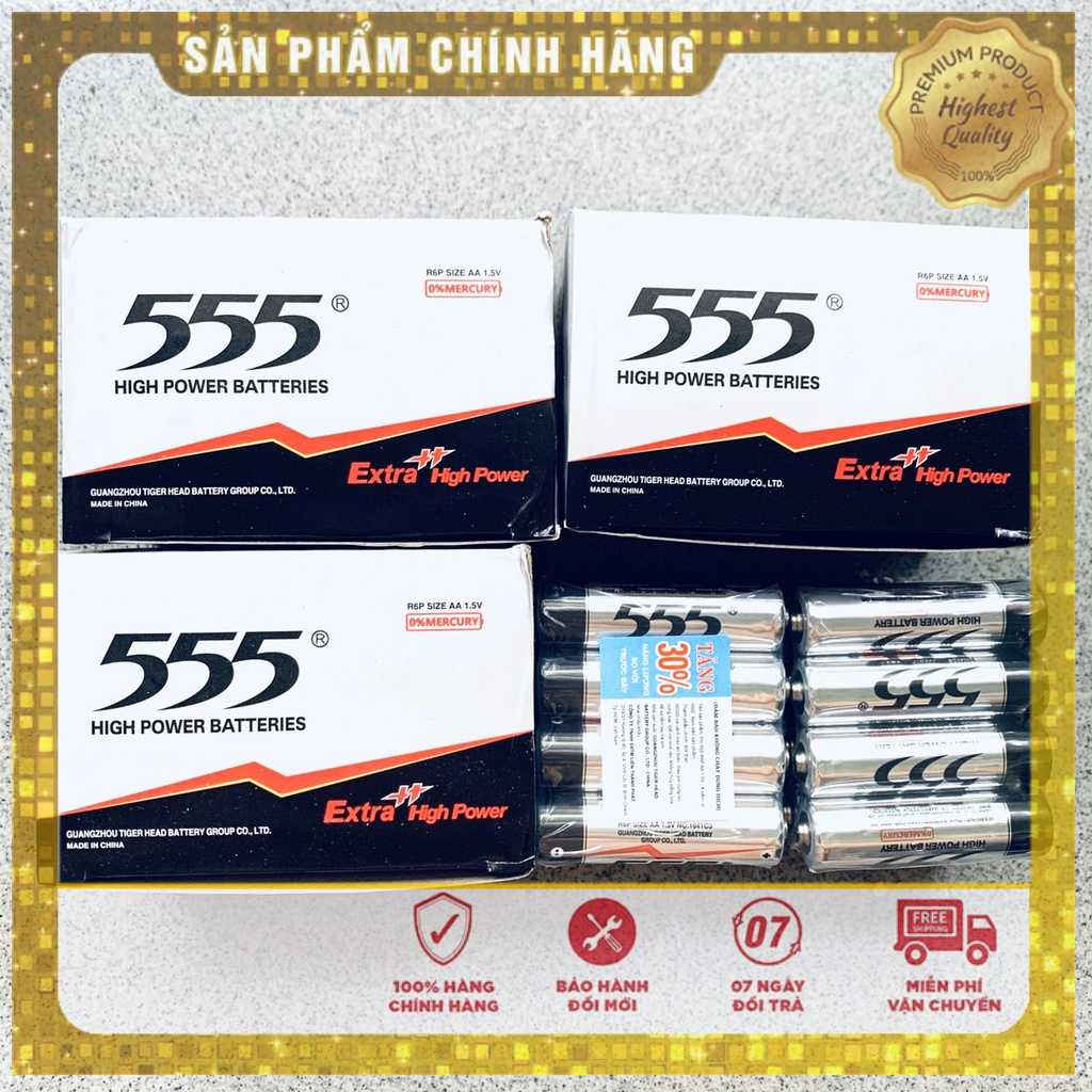 Hộp 24 viên Pin tiểu đen 555 - Pin đồng hồ treo tường